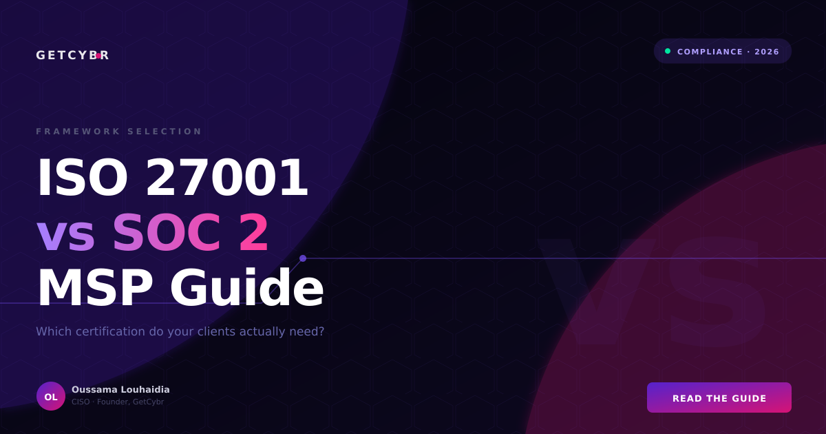 MSP consultant reviewing ISO 27001 and SOC 2 compliance requirements with a client