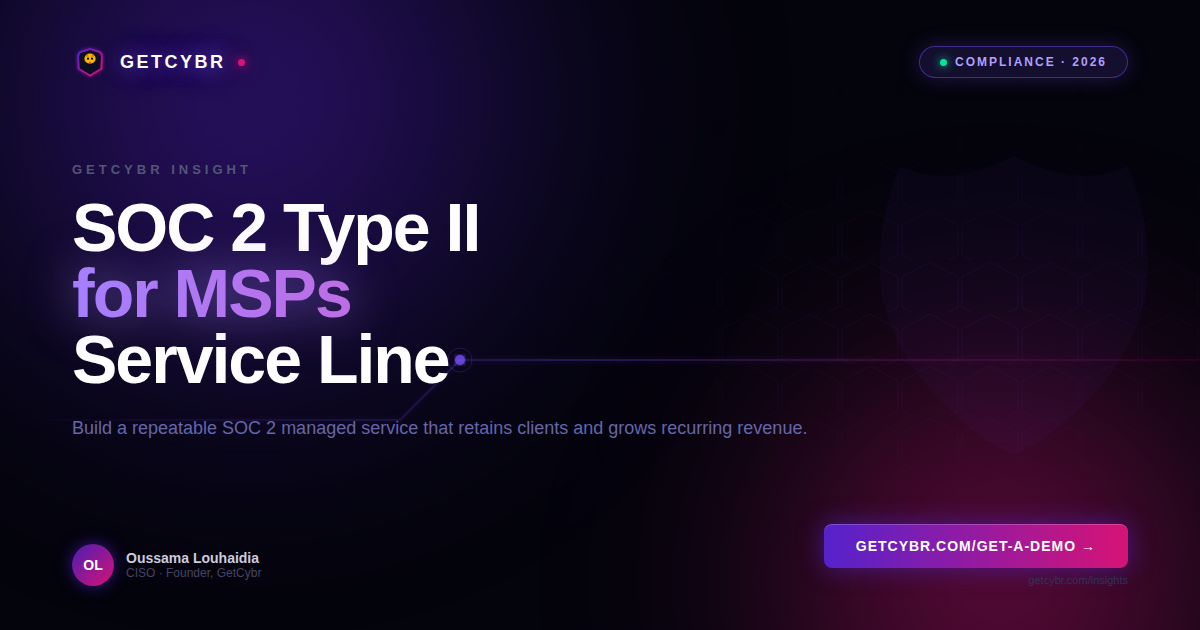 MSP compliance consultant reviewing SOC 2 Type II audit evidence dashboard with Trust Services Criteria controls mapped