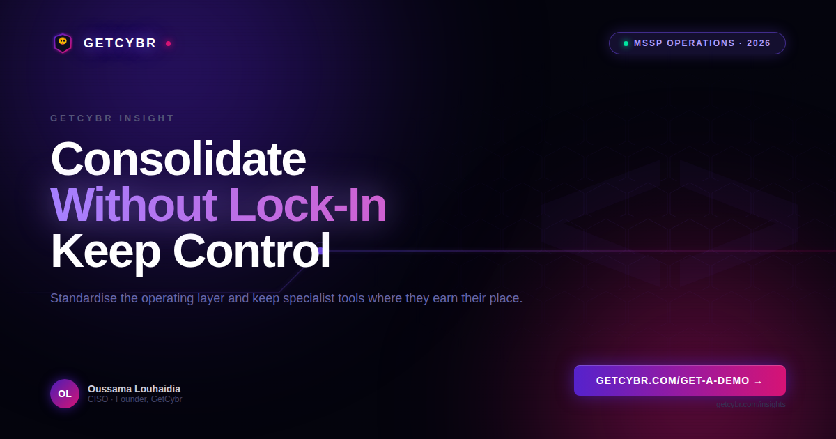 MSSP operations team connecting specialist security tools to a shared multi-tenant platform while preserving separate exit paths